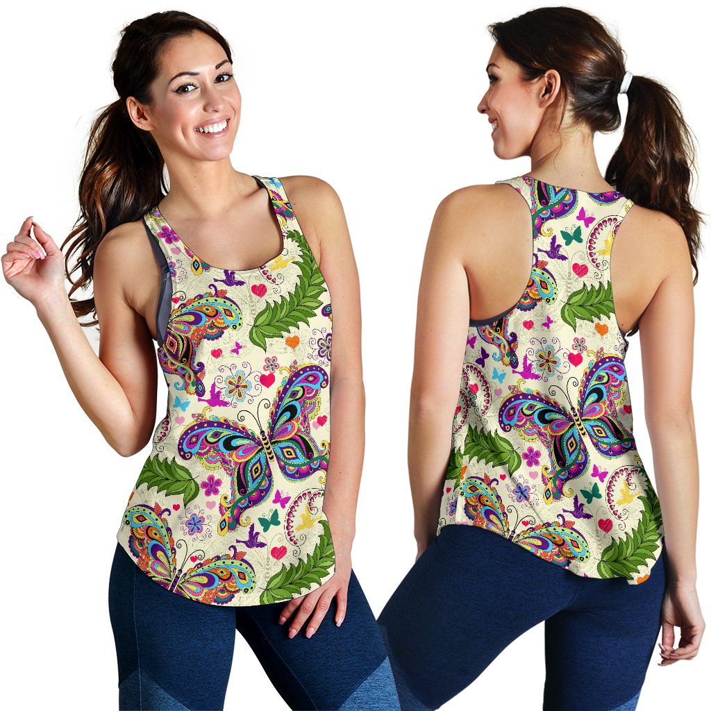 Butterfly Colorful Indian Style Women Racerback Tank Top