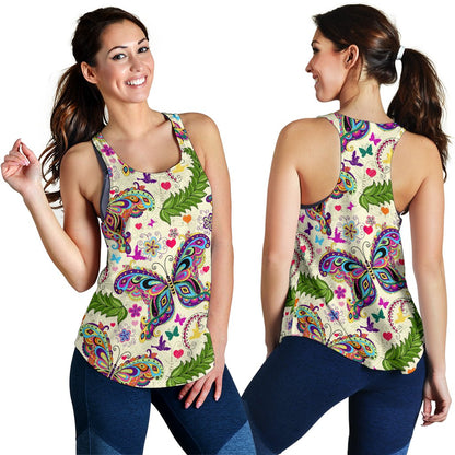 Butterfly Colorful Indian Style Women Racerback Tank Top