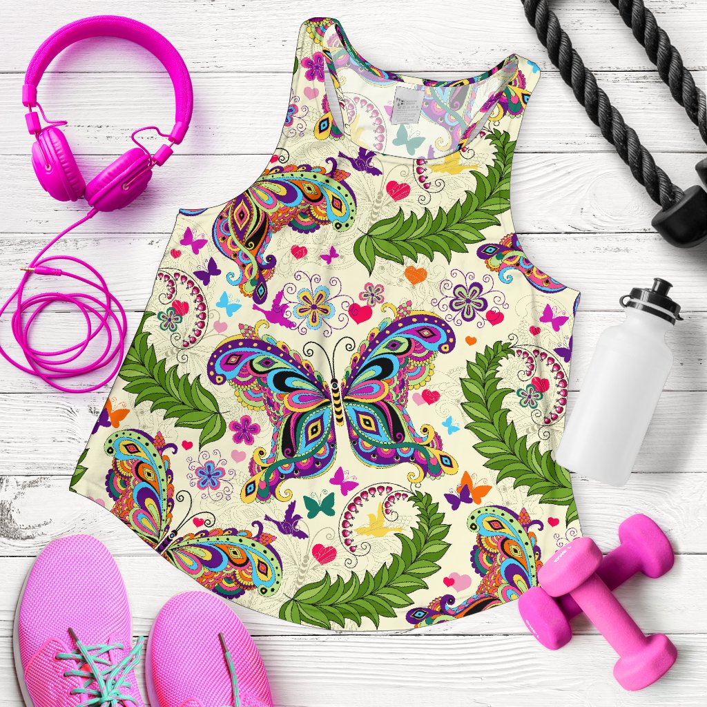 Butterfly Colorful Indian Style Women Racerback Tank Top
