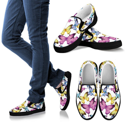 Butterfly Colorful Men Canvas Slip On Shoes