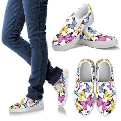 Butterfly Colorful Women Canvas Slip On Shoes