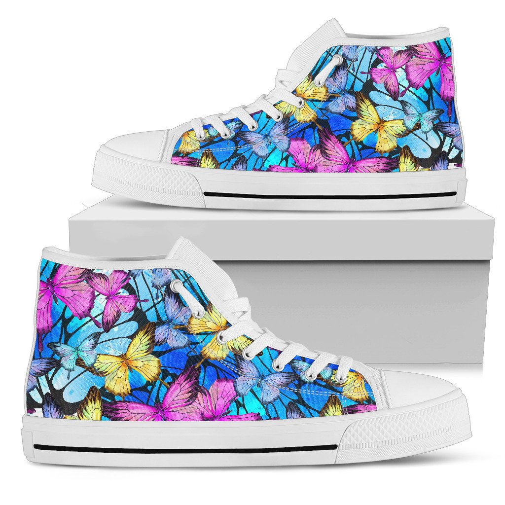 Butterfly Colorful Women High Top Canvas Shoes