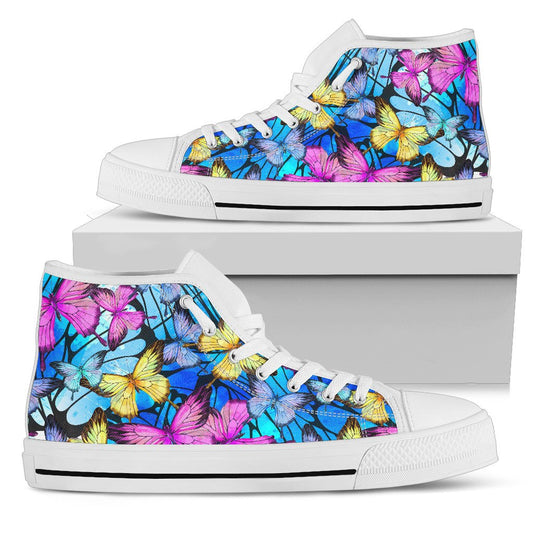 Butterfly Colorful Women High Top Canvas Shoes