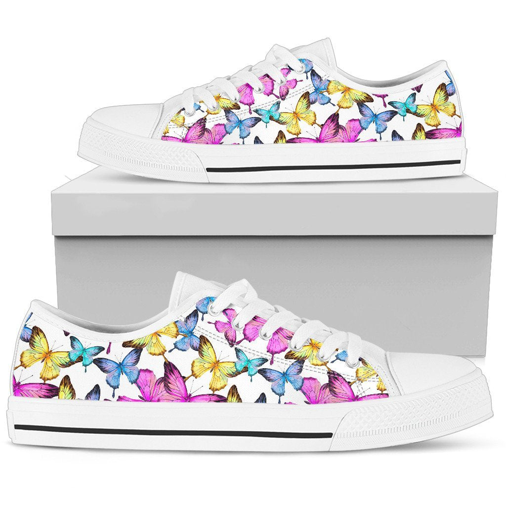 Butterfly Colorful Women Low Top Canvas Shoes