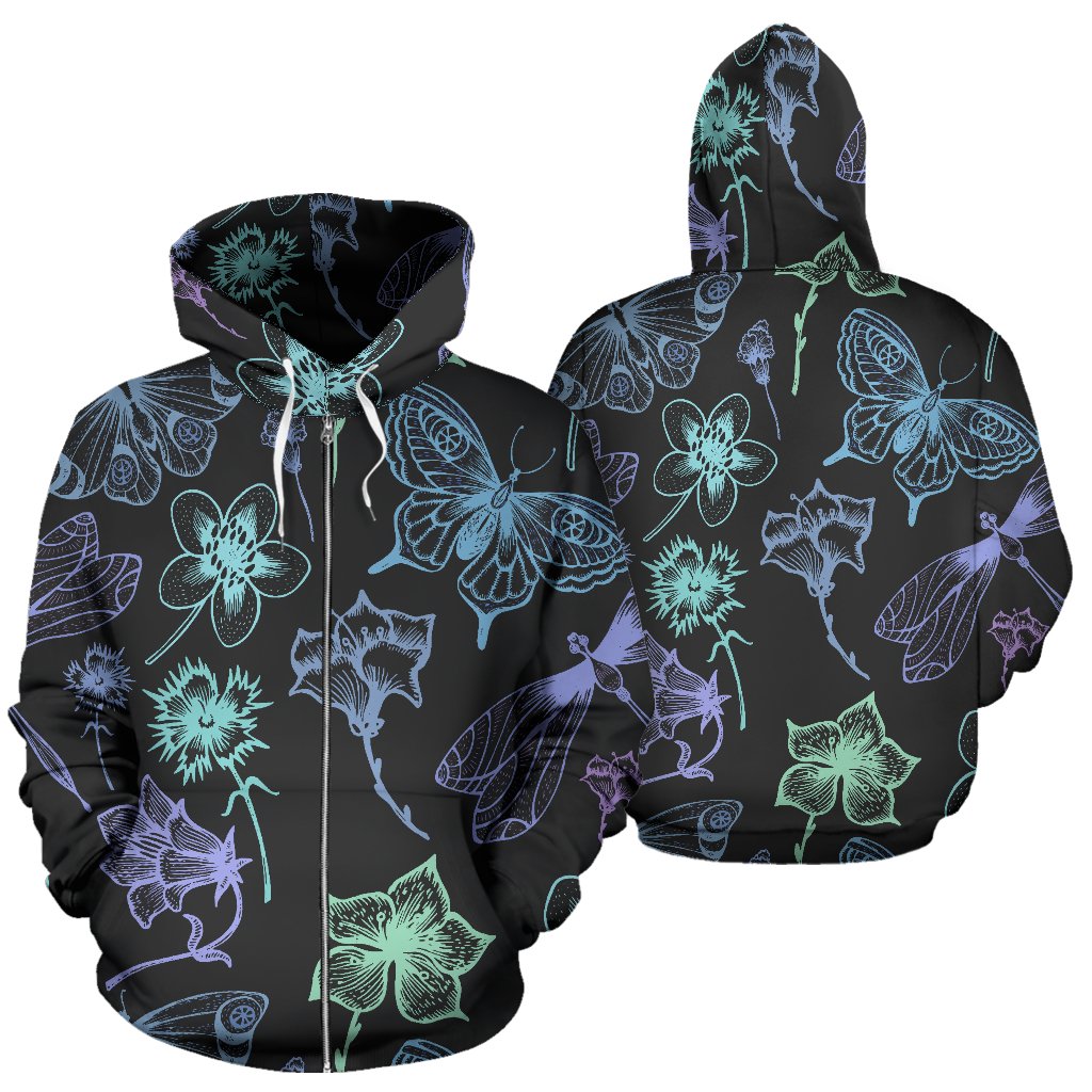 Butterfly Dragonfly All Over Zip Up Hoodie