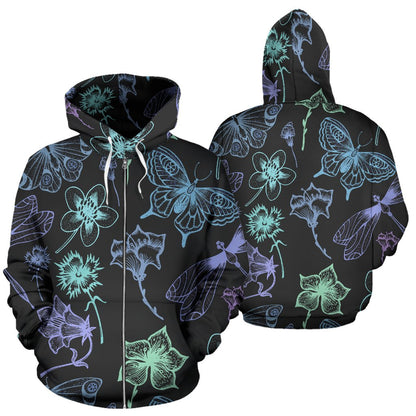 Butterfly Dragonfly All Over Zip Up Hoodie