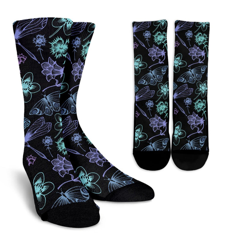 Butterfly Dragonfly Crew Socks