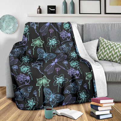 Butterfly Dragonfly Fleece Blanket