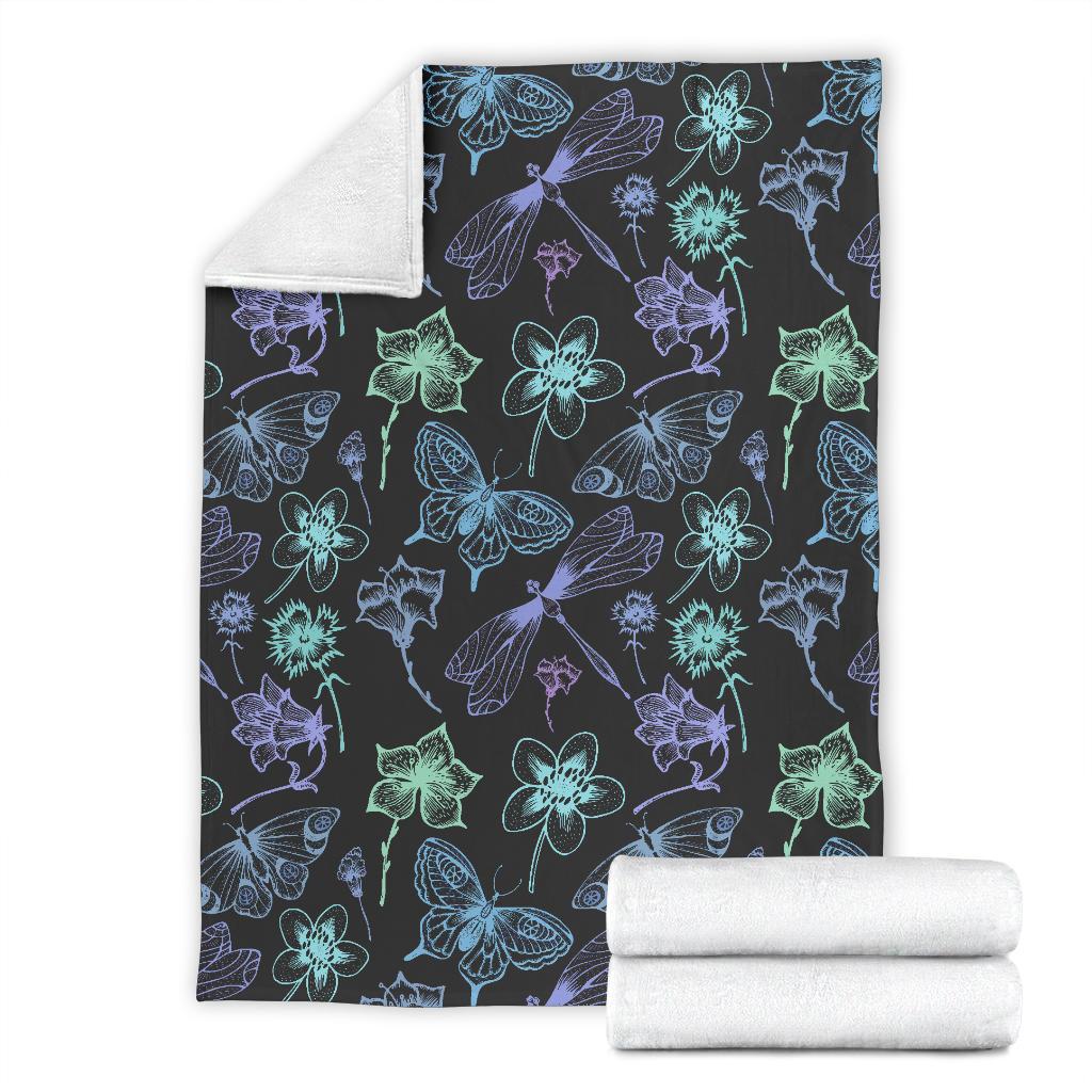 Butterfly Dragonfly Fleece Blanket JorJune