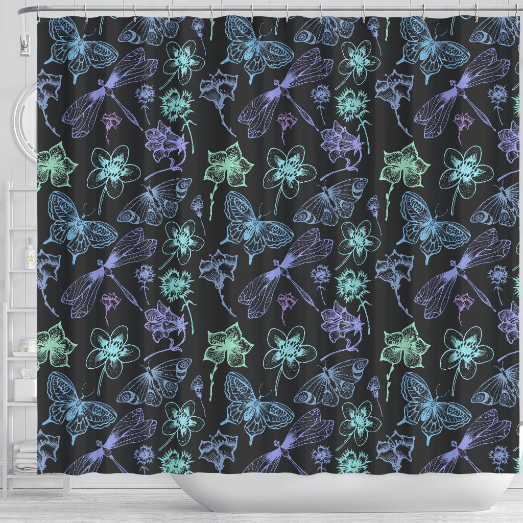 Butterfly Dragonfly Shower Curtain