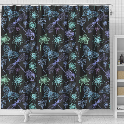 Butterfly Dragonfly Shower Curtain