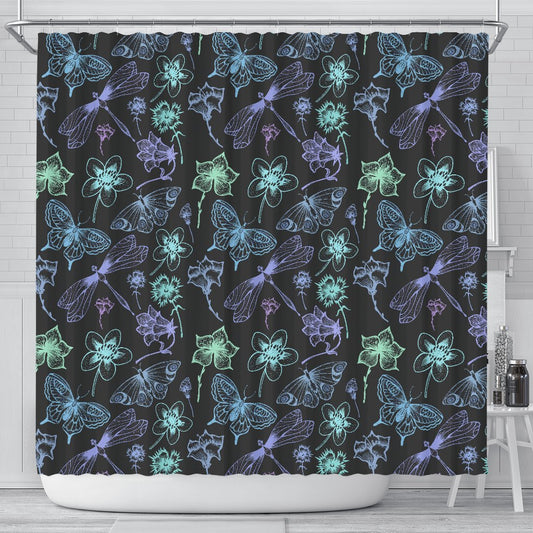 Butterfly Dragonfly Shower Curtain