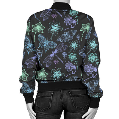 Butterfly Dragonfly Women Casual Bomber Jacket