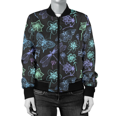 Butterfly Dragonfly Women Casual Bomber Jacket