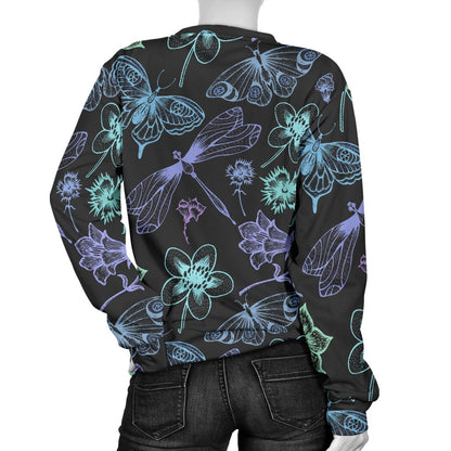 Butterfly Dragonfly Women Crewneck Sweatshirt