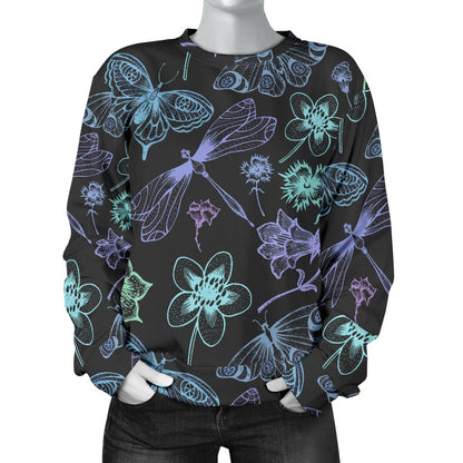 Butterfly Dragonfly Women Crewneck Sweatshirt