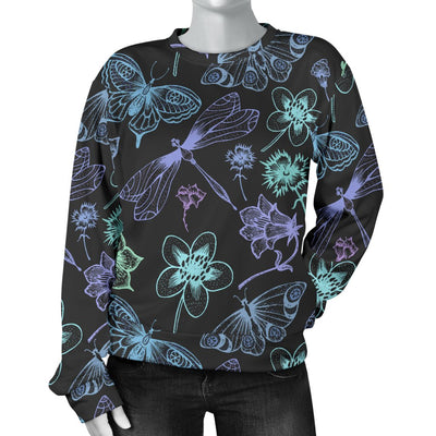 Butterfly Dragonfly Women Crewneck Sweatshirt