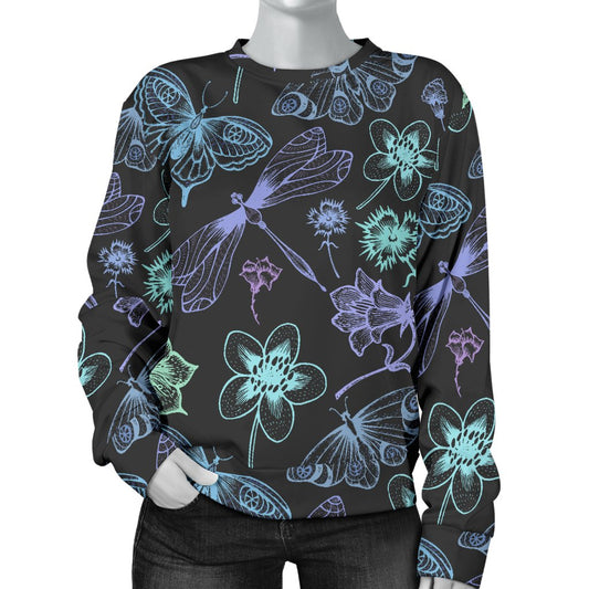 Butterfly Dragonfly Women Crewneck Sweatshirt