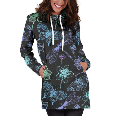 Butterfly Dragonfly Women Hoodie Dress