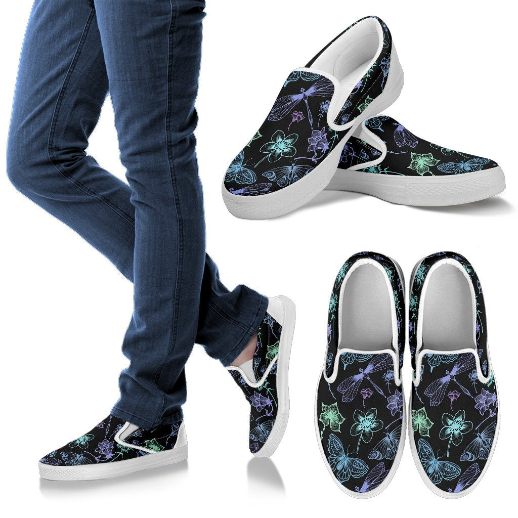 Butterfly Dragonfly Women Slip On Shoes