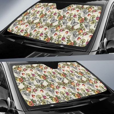 Butterfly Flower Pattern Print Design 06 Car Sun Shade-JORJUNE.COM