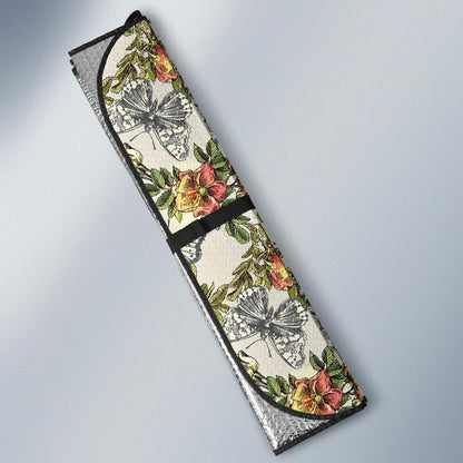 Butterfly Flower Pattern Print Design 06 Car Sun Shade-JORJUNE.COM