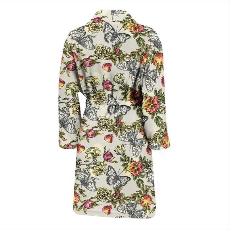 Butterfly Flower Pattern Print Design 06 Men Bathrobe-JORJUNE.COM