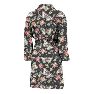 Butterfly Flower Pattern Print Design 07 Men Bathrobe-JORJUNE.COM