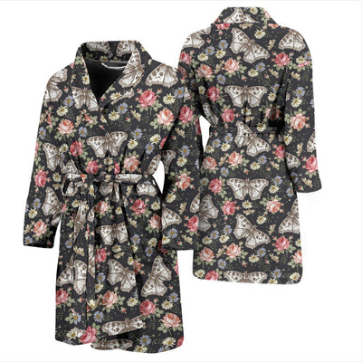 Butterfly Flower Pattern Print Design 07 Men Bathrobe-JORJUNE.COM