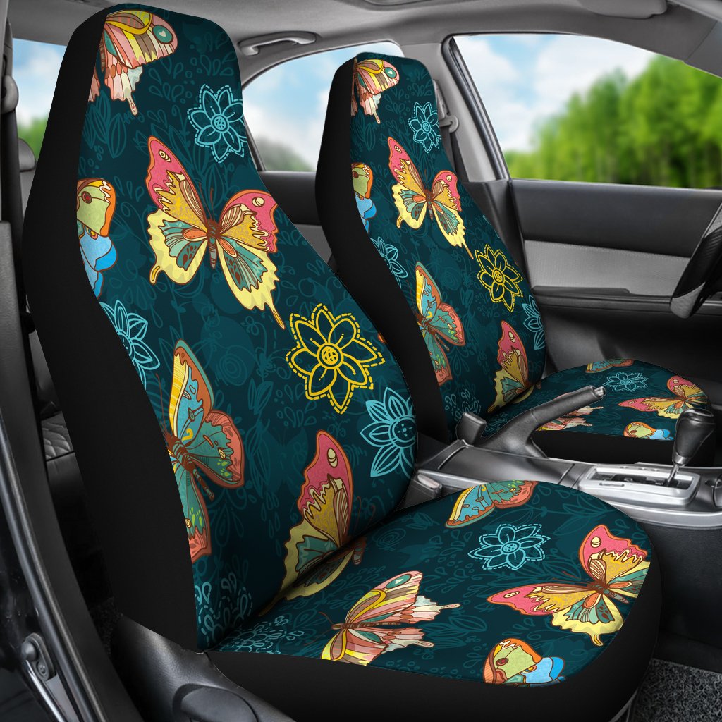 Butterfly Hand Draw Print Pattern Universal Fit Car Seat Covers