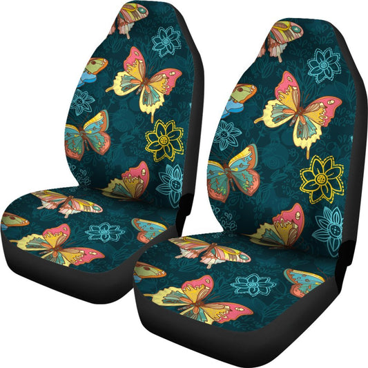 Butterfly Hand Draw Print Pattern Universal Fit Car Seat Covers