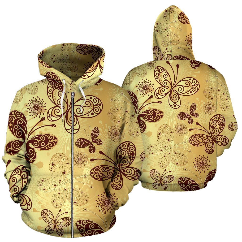 Butterfly Mandala All Over Zip Up Hoodie
