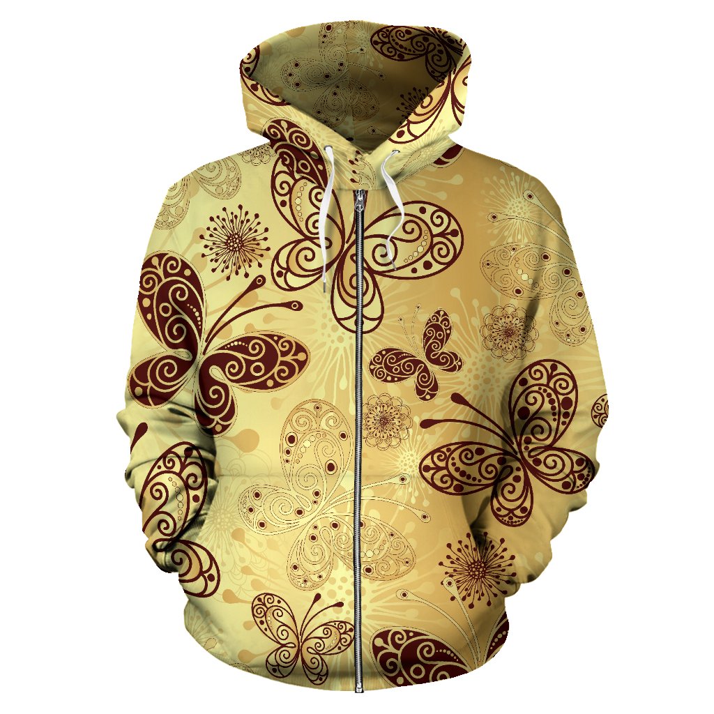 Butterfly Mandala All Over Zip Up Hoodie
