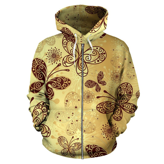 Butterfly Mandala All Over Zip Up Hoodie