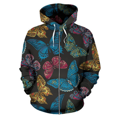 Butterfly Mandala Style All Over Zip Up Hoodie
