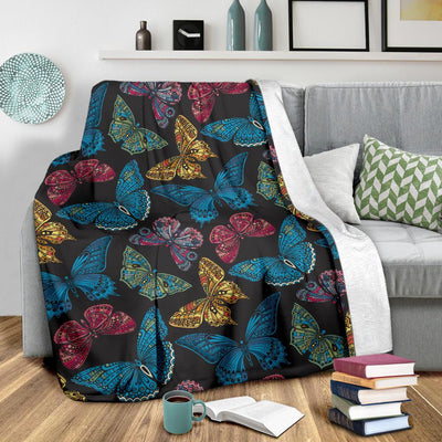 Butterfly Mandala Style Fleece Blanket