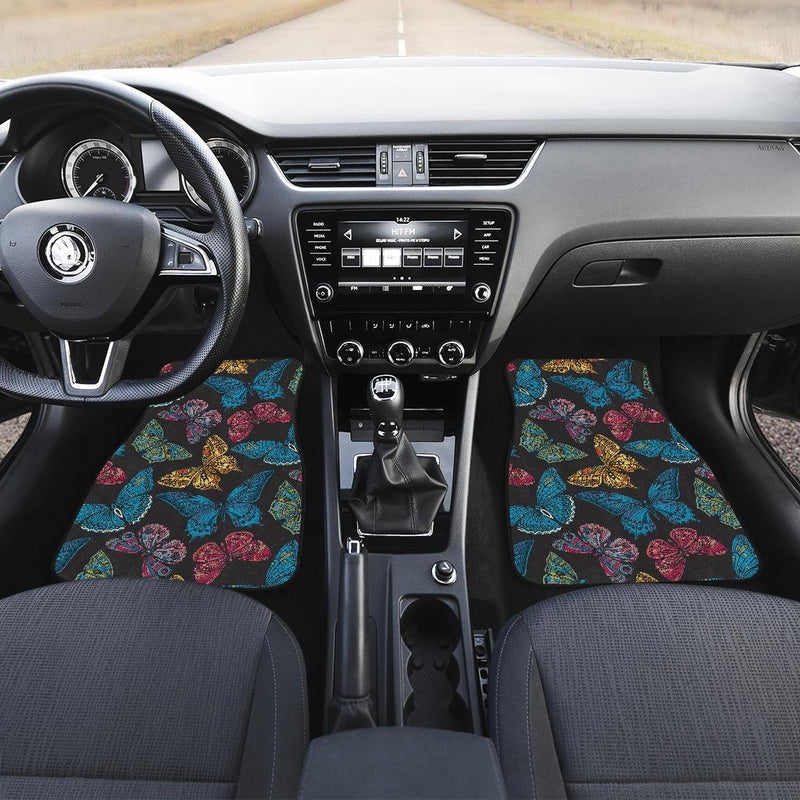 Butterfly Mandala Style Front and Back Car Floor Mats