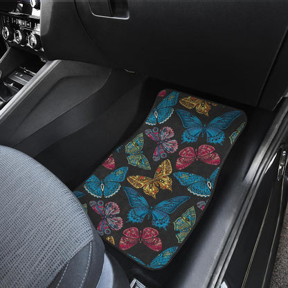 Butterfly Mandala Style Front and Back Car Floor Mats