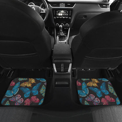 Butterfly Mandala Style Front and Back Car Floor Mats