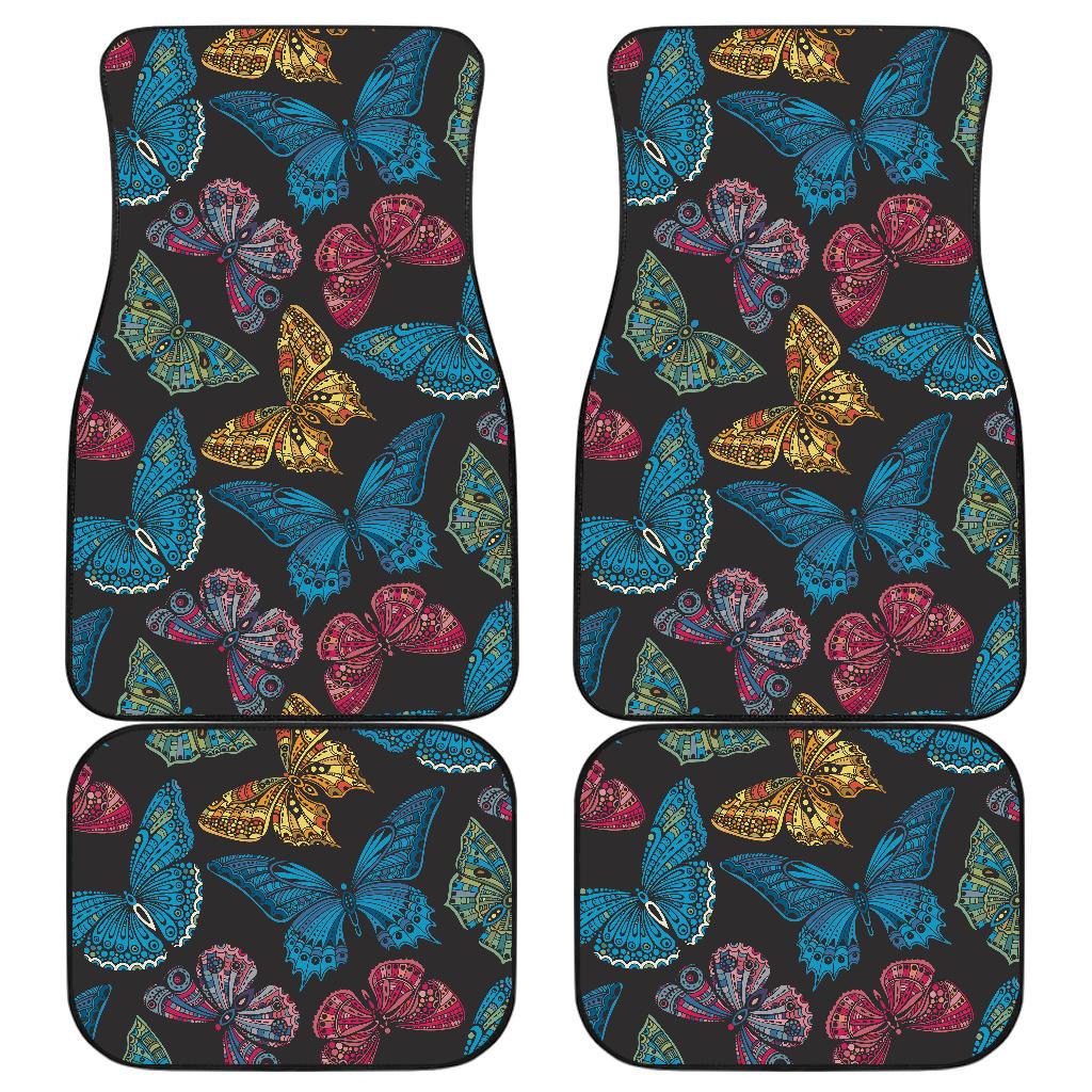 Butterfly Mandala Style Front and Back Car Floor Mats