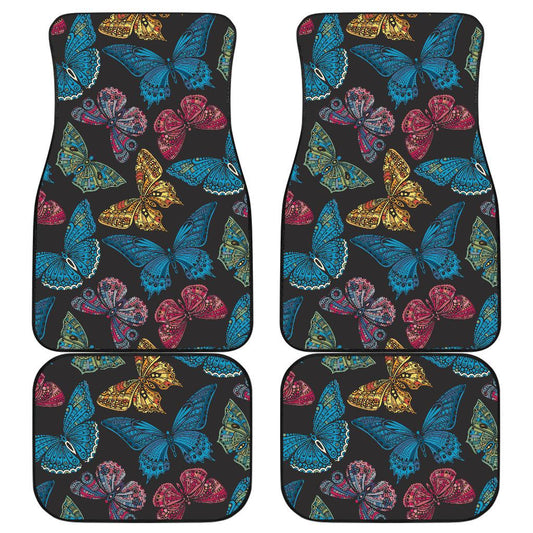 Butterfly Mandala Style Front and Back Car Floor Mats