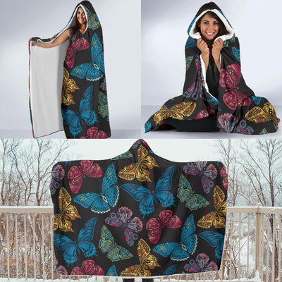 Butterfly Mandala Style Hooded Blanket-JORJUNE.COM