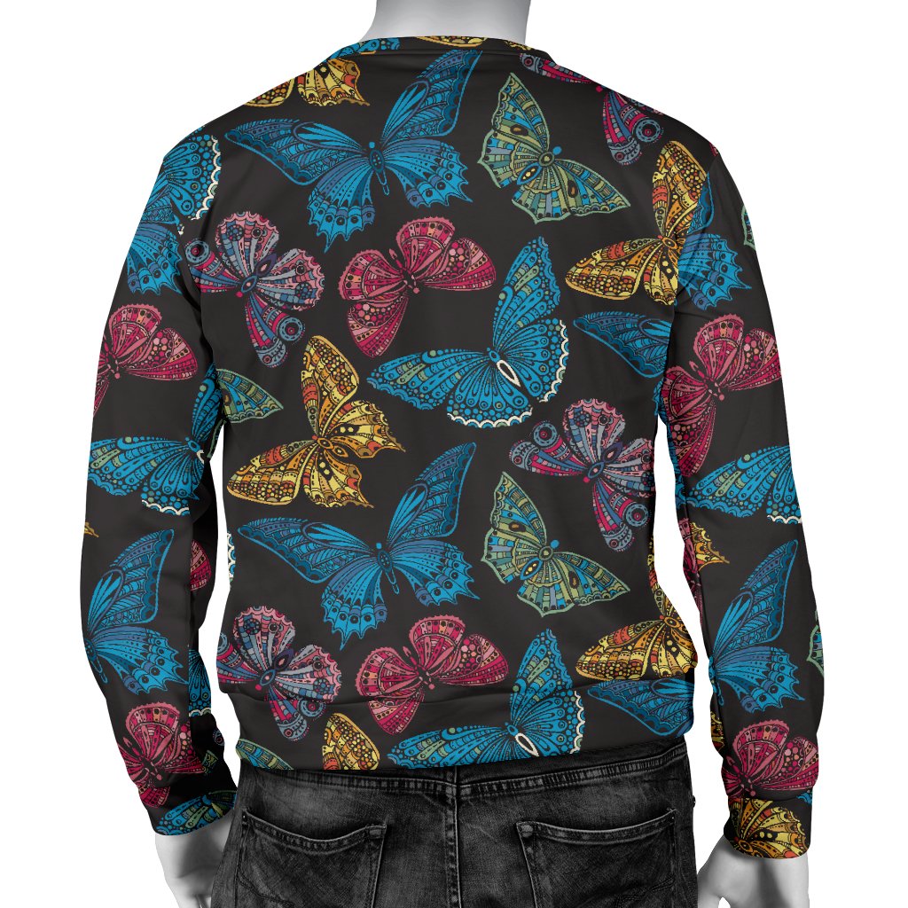 Butterfly Mandala Style Men Crewneck Sweatshirt