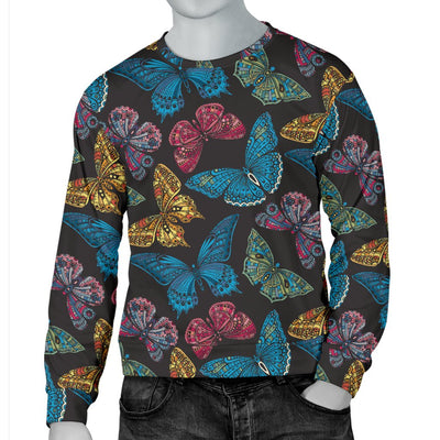 Butterfly Mandala Style Men Crewneck Sweatshirt