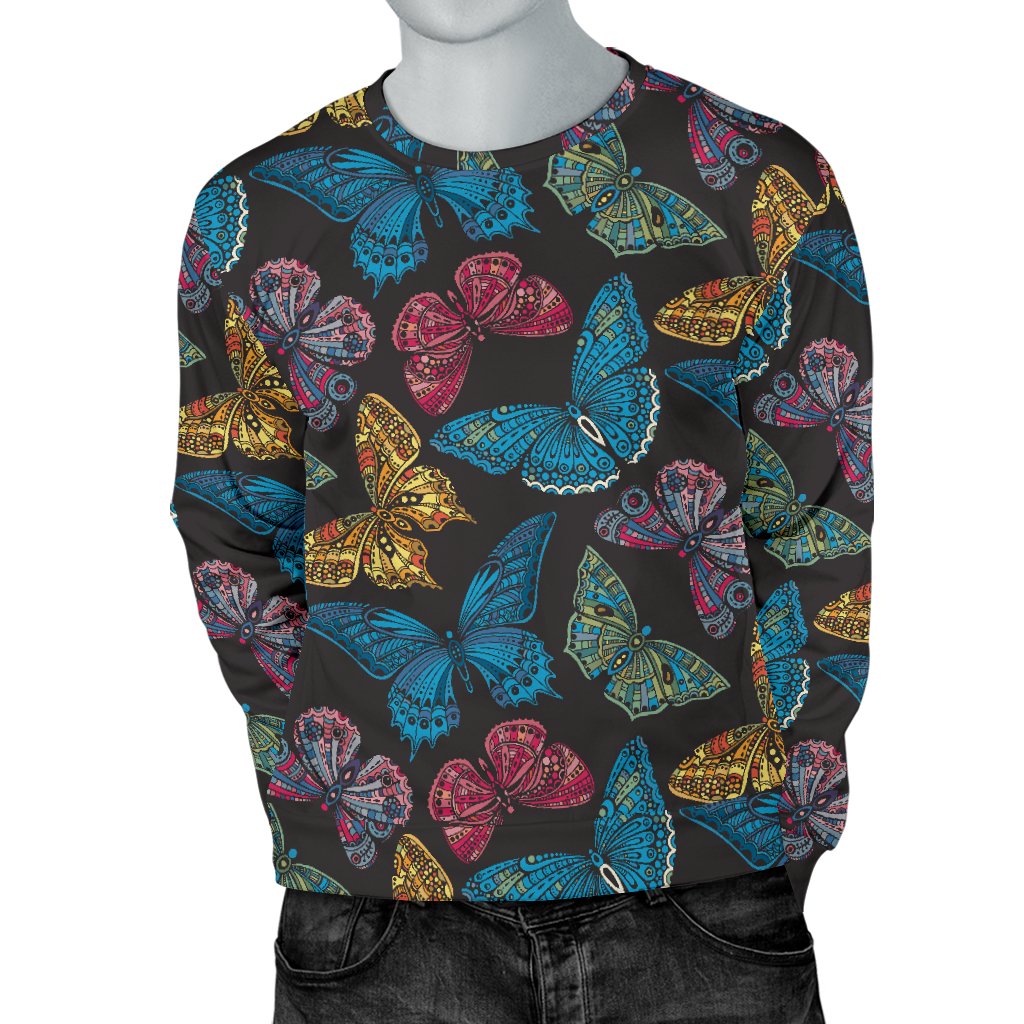 Butterfly Mandala Style Men Crewneck Sweatshirt