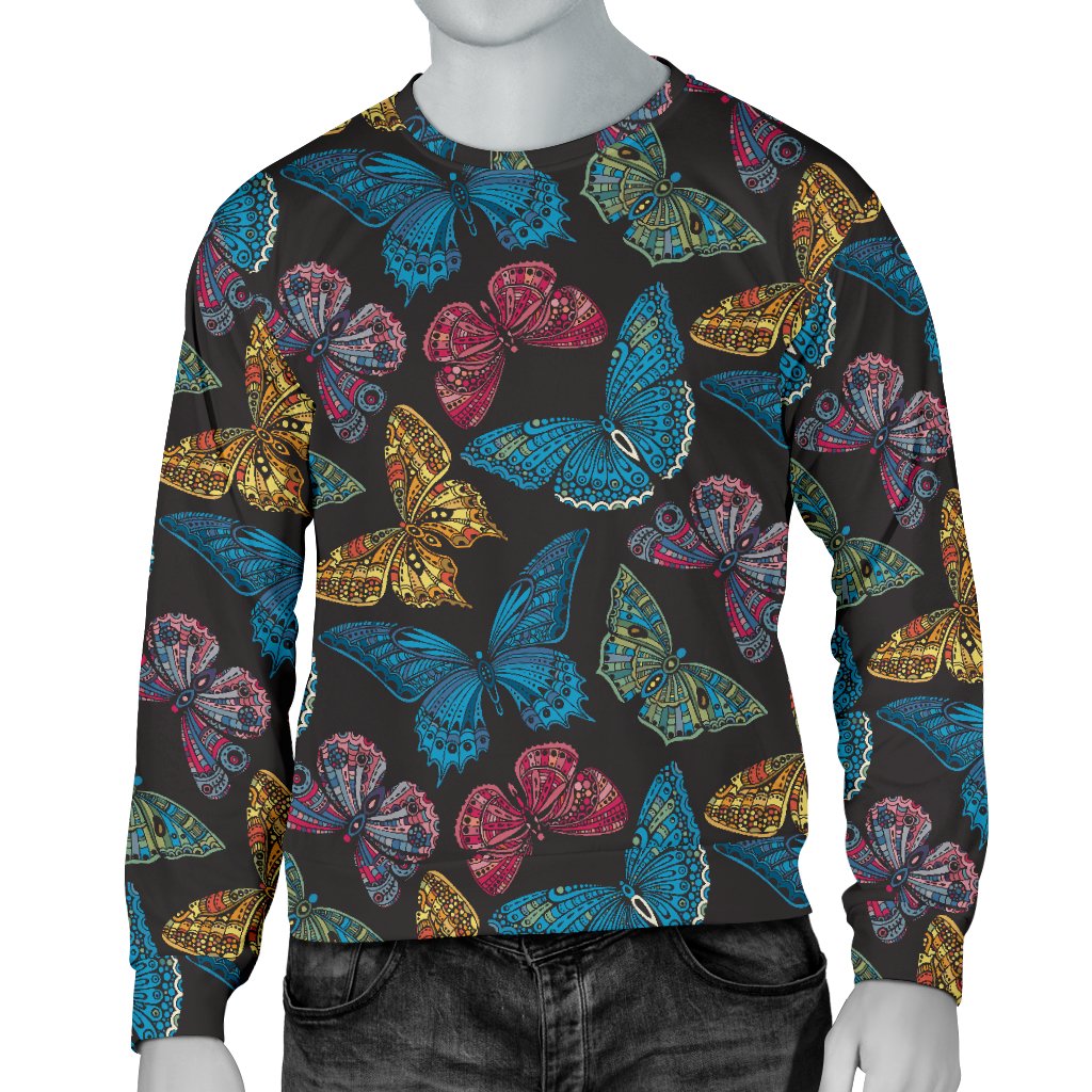 Butterfly Mandala Style Men Crewneck Sweatshirt