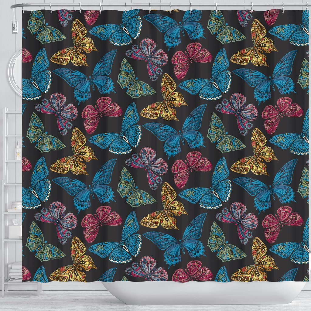 Butterfly Mandala Style Shower Curtain