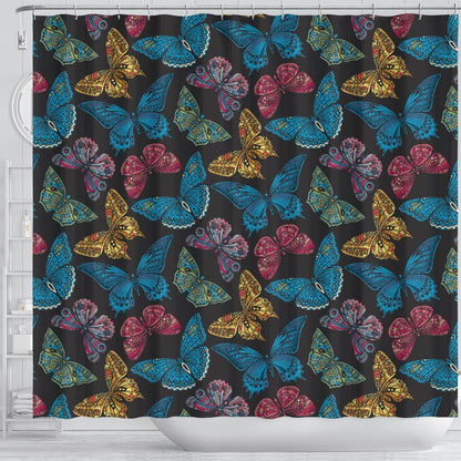 Butterfly Mandala Style Shower Curtain