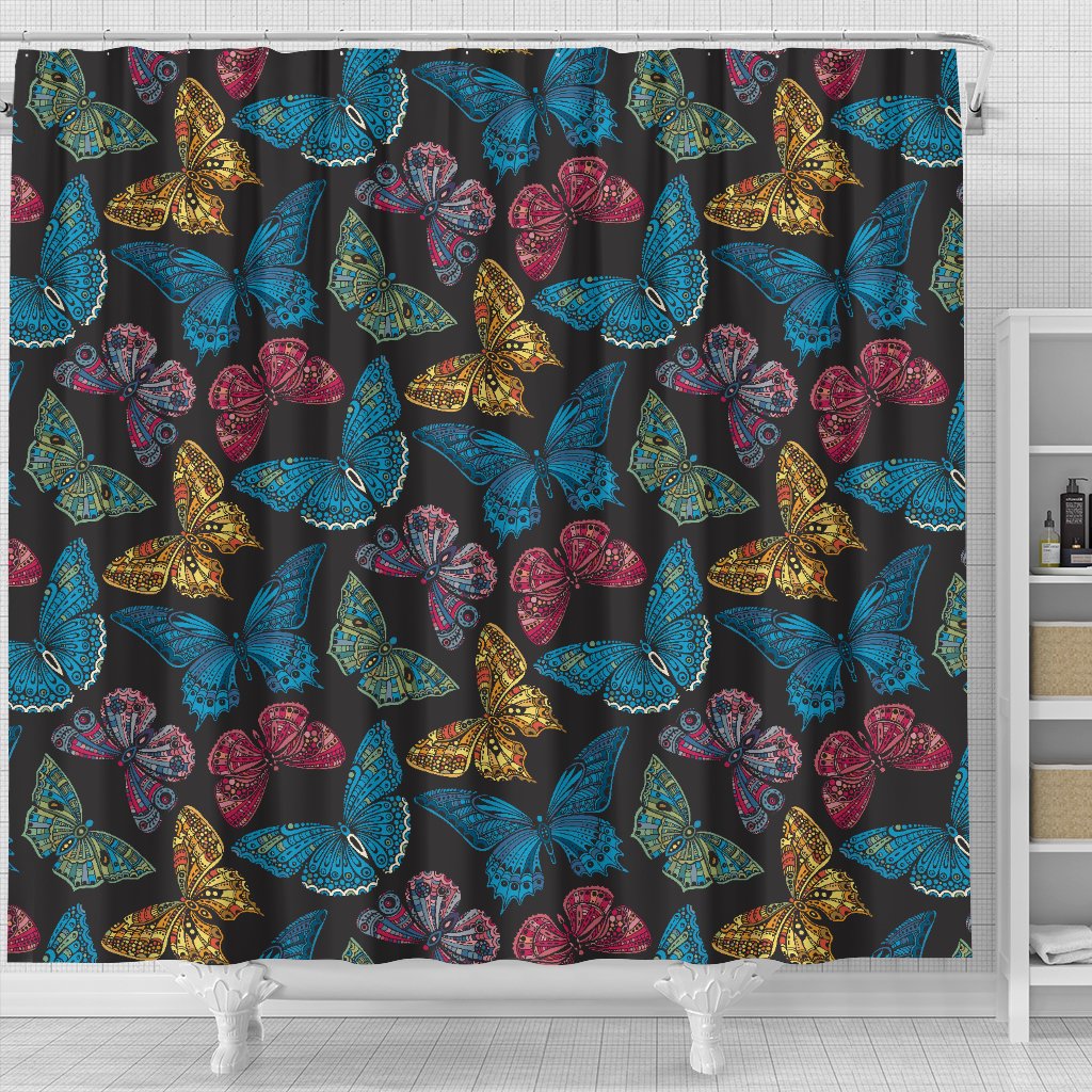 Butterfly Mandala Style Shower Curtain