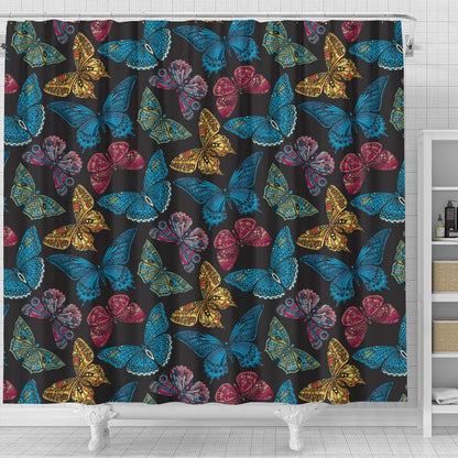 Butterfly Mandala Style Shower Curtain